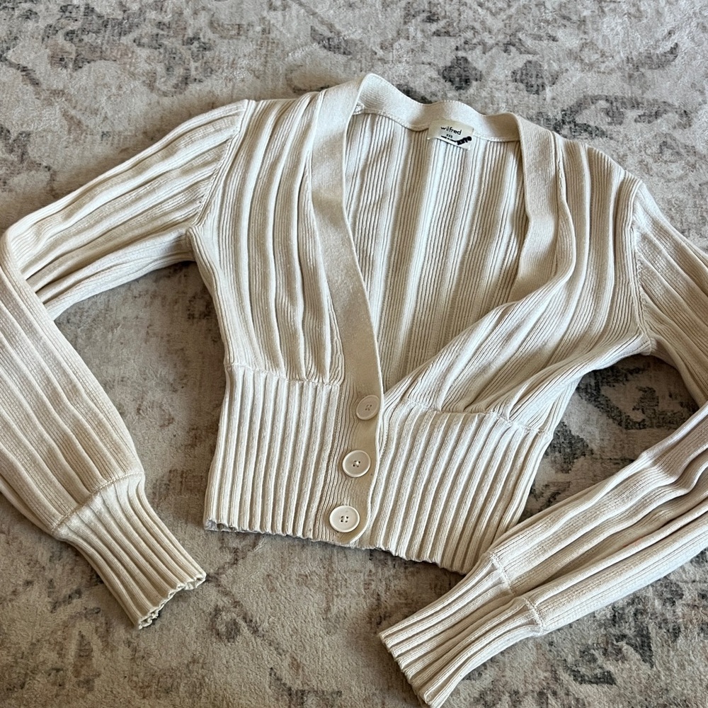 Wilfred Cream Ribbed Cardigan - Picture 2 of 5